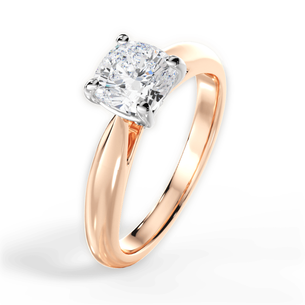 Amy Cushion Cut Lab Grown Diamond 18Kt Rose Gold Engagement Ring - View 3