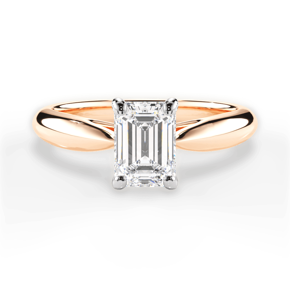 Amy Emerald Cut Lab Grown Diamond 18Kt Rose Gold Engagement Ring