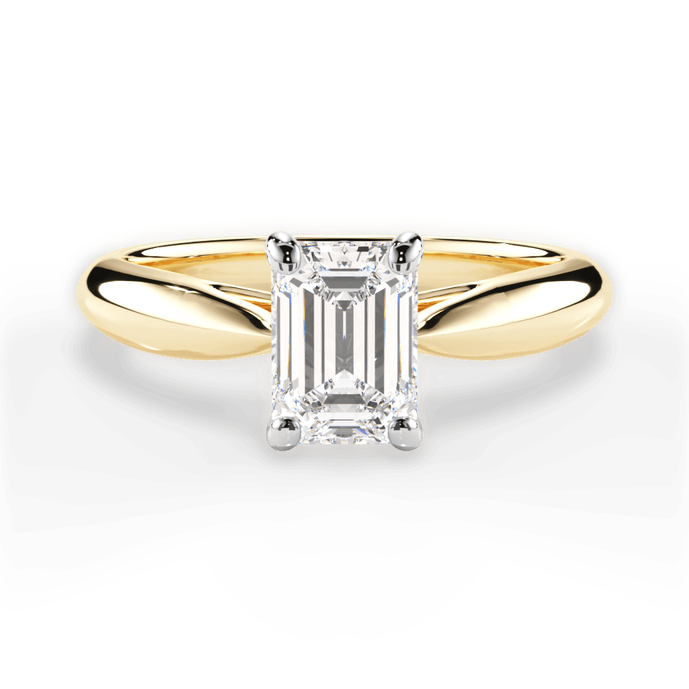 Amy Emerald Cut Lab Grown Diamond 18Kt Yellow Gold Engagement Ring