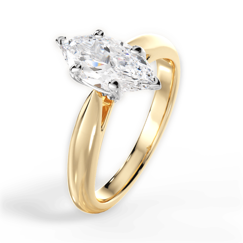 Amy Marquise Cut Lab Grown Diamond 18Kt Yellow Gold Engagement Ring - View 2