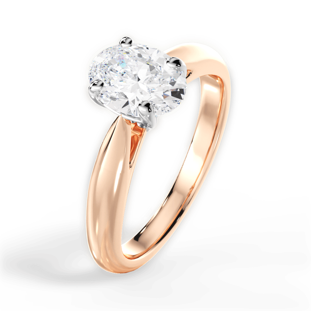 Amy Oval Cut Lab Grown Diamond 18Kt Rose Gold Engagement Ring - View 4