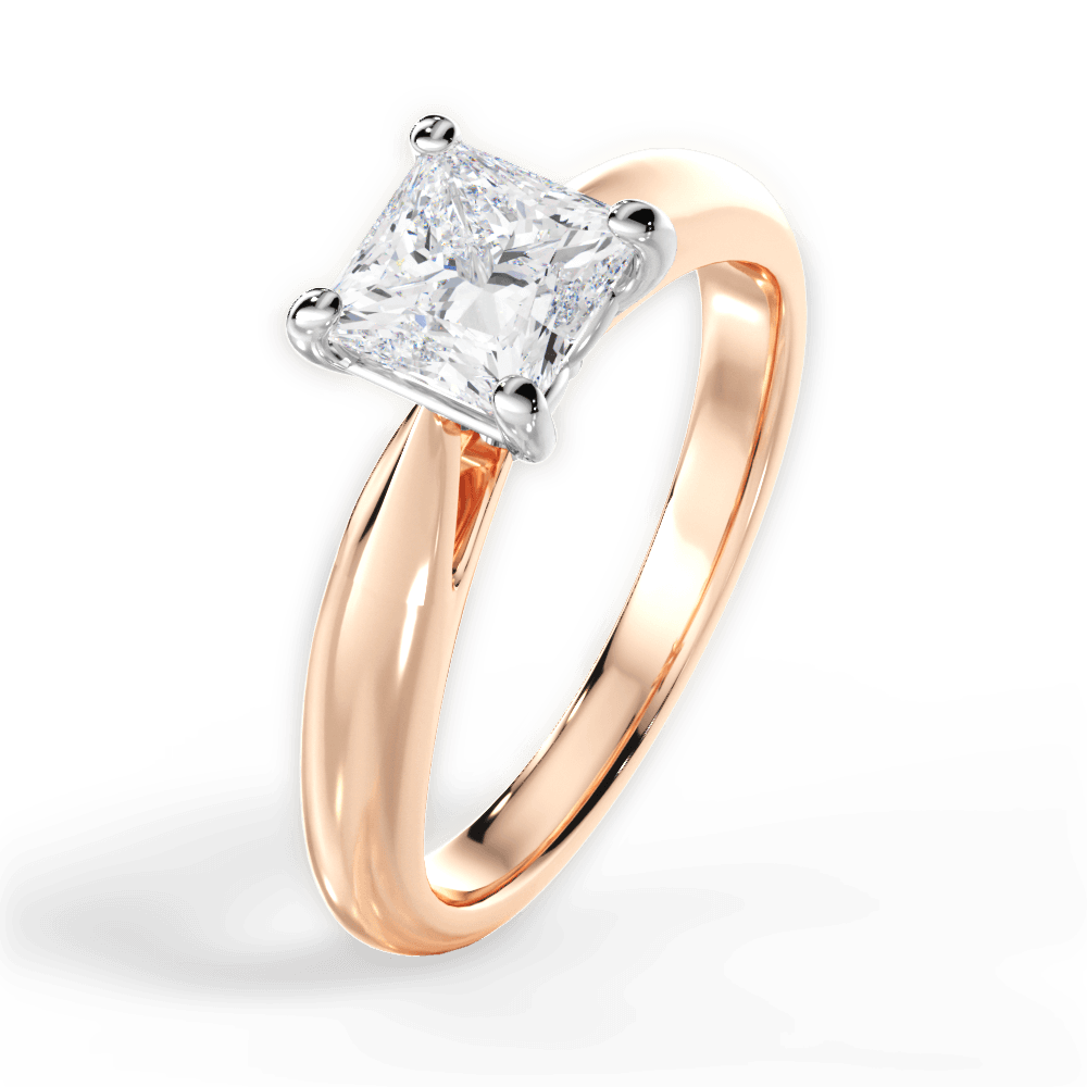 Amy Princess Cut Lab Grown Diamond 18Kt Rose Gold Engagement Ring - View 4