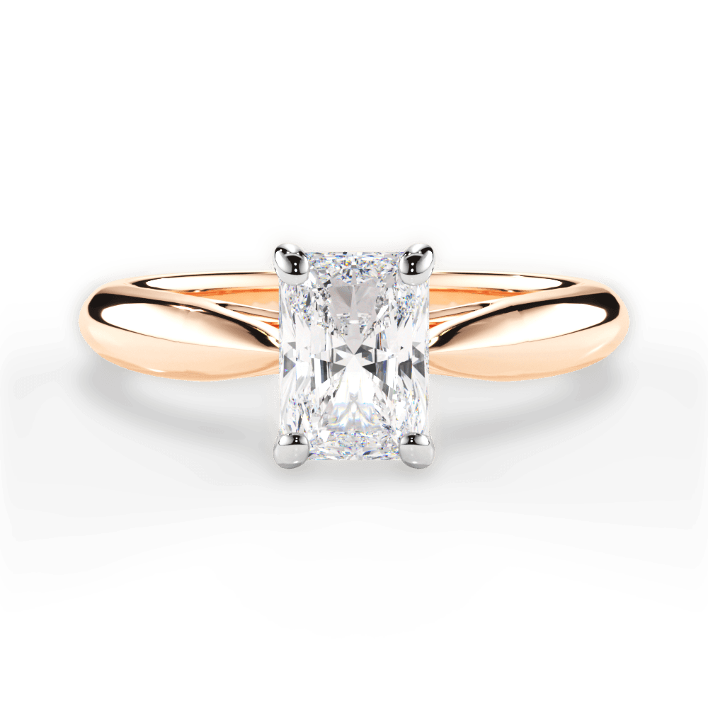 Amy Radiant Cut Lab Grown Diamond 18Kt Rose Gold Engagement Ring