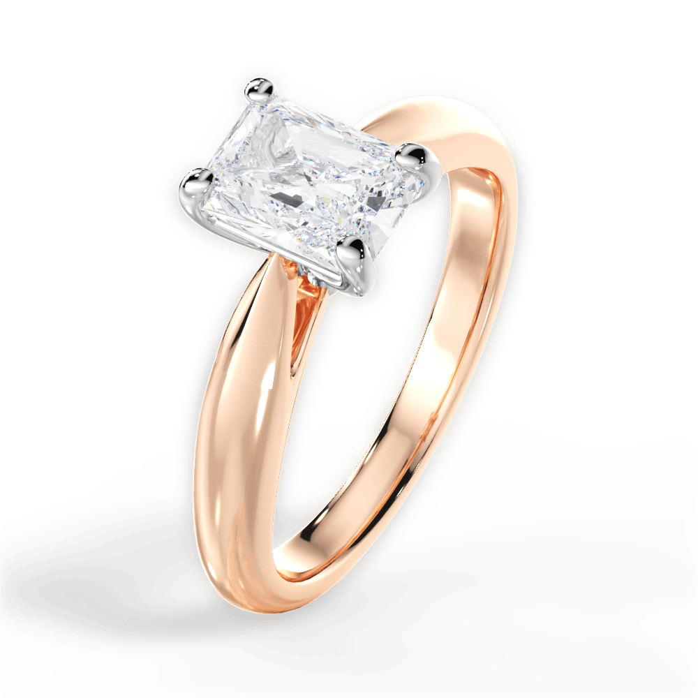 Amy Radiant Cut Lab Grown Diamond 18Kt Rose Gold Engagement Ring - View 2