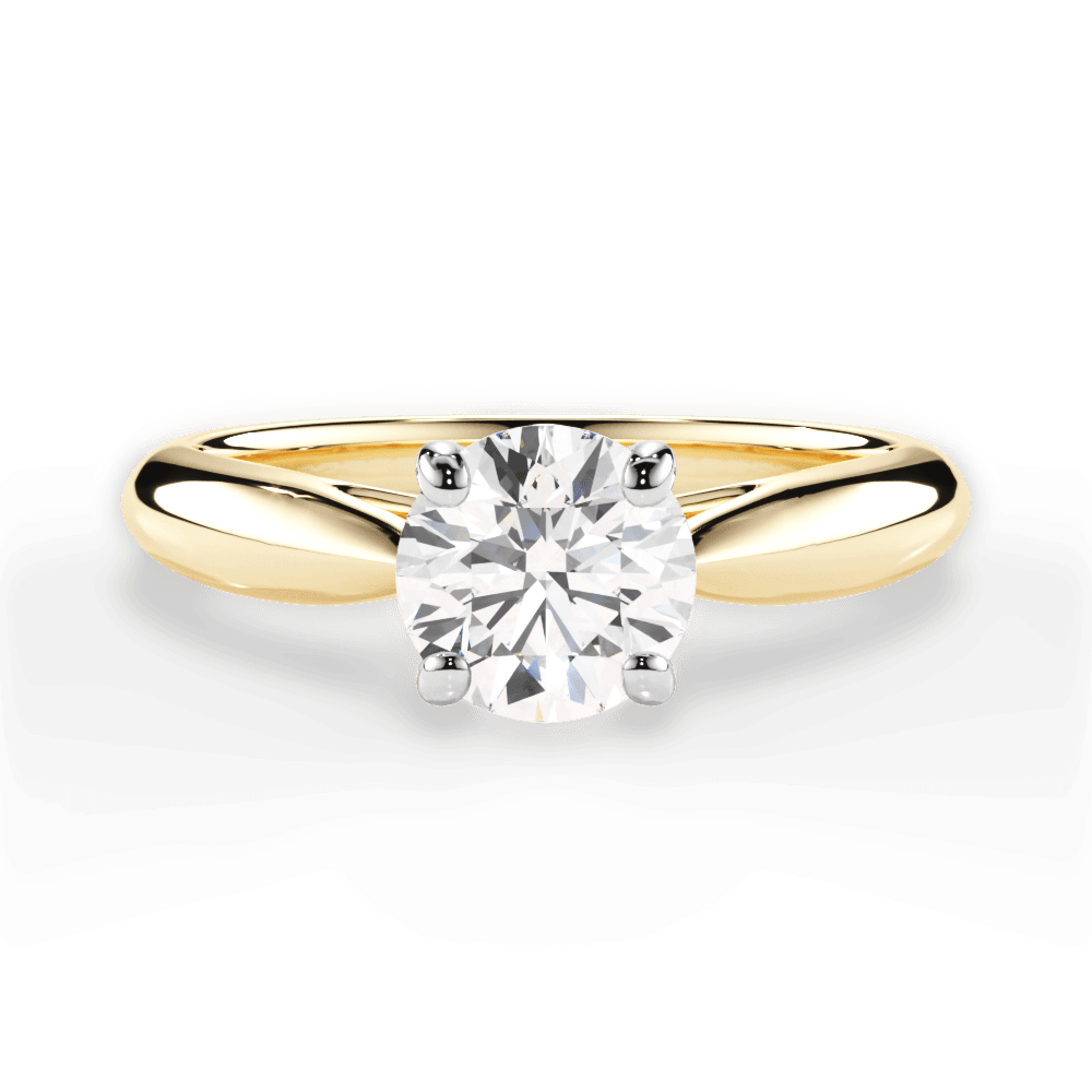 Amy Round Cut Lab Grown Diamond 18Kt Yellow Gold Engagement Ring