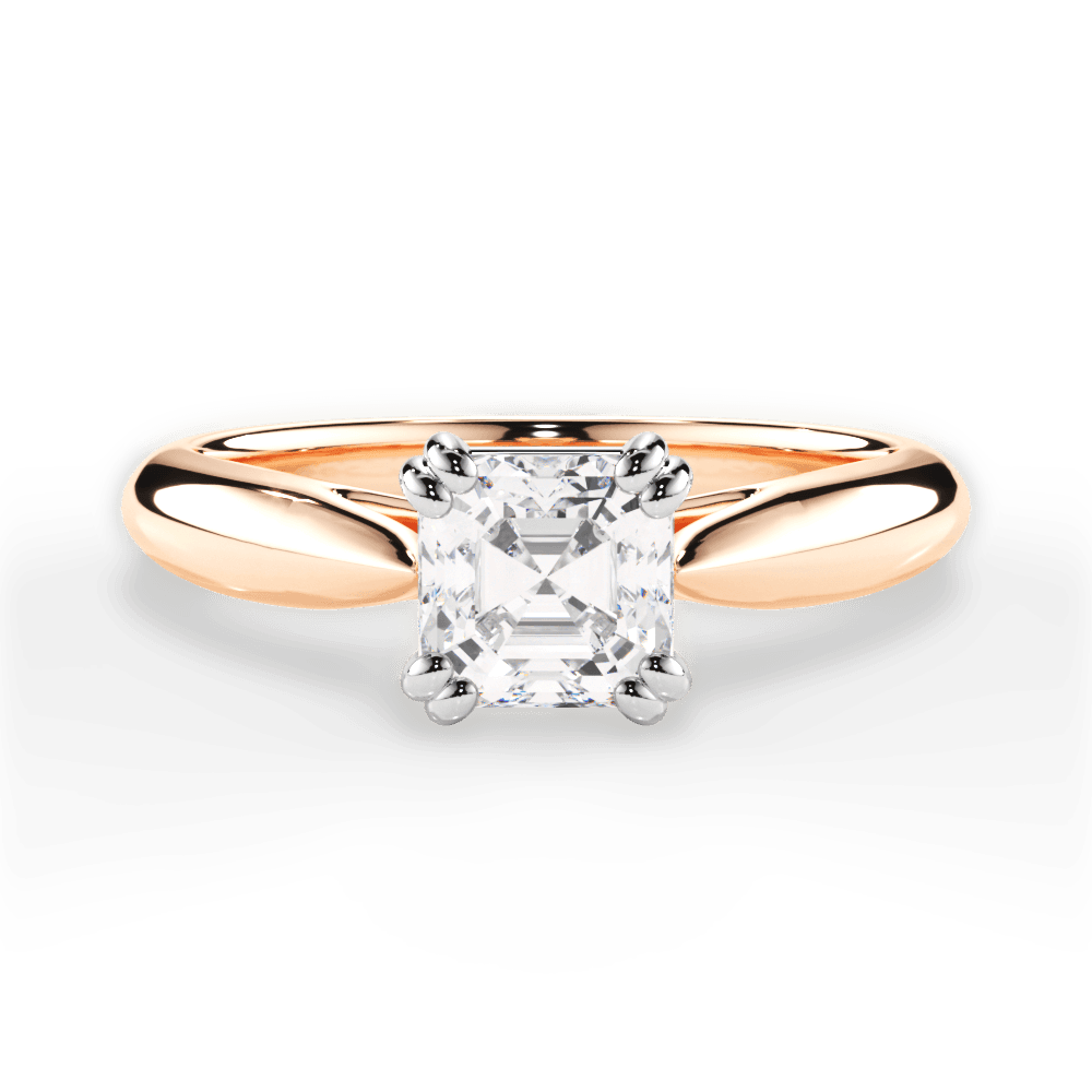 Camila Asscher Cut Lab Grown Diamond 18Kt Rose Gold Engagement Ring