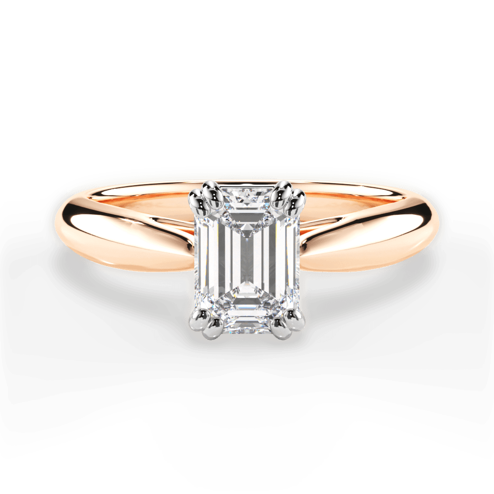 Camila Emerald Cut Lab Grown Diamond 18Kt Rose Gold Engagement Ring