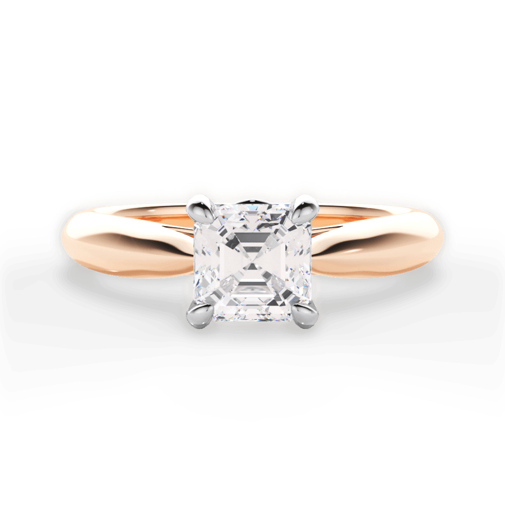 Beverly Asscher Cut Lab Grown Diamond 18Kt Rose Gold Engagement Ring