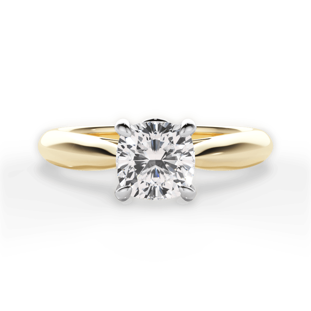 Beverly Cushion Cut Lab Grown Diamond 18Kt Yellow Gold Engagement Ring