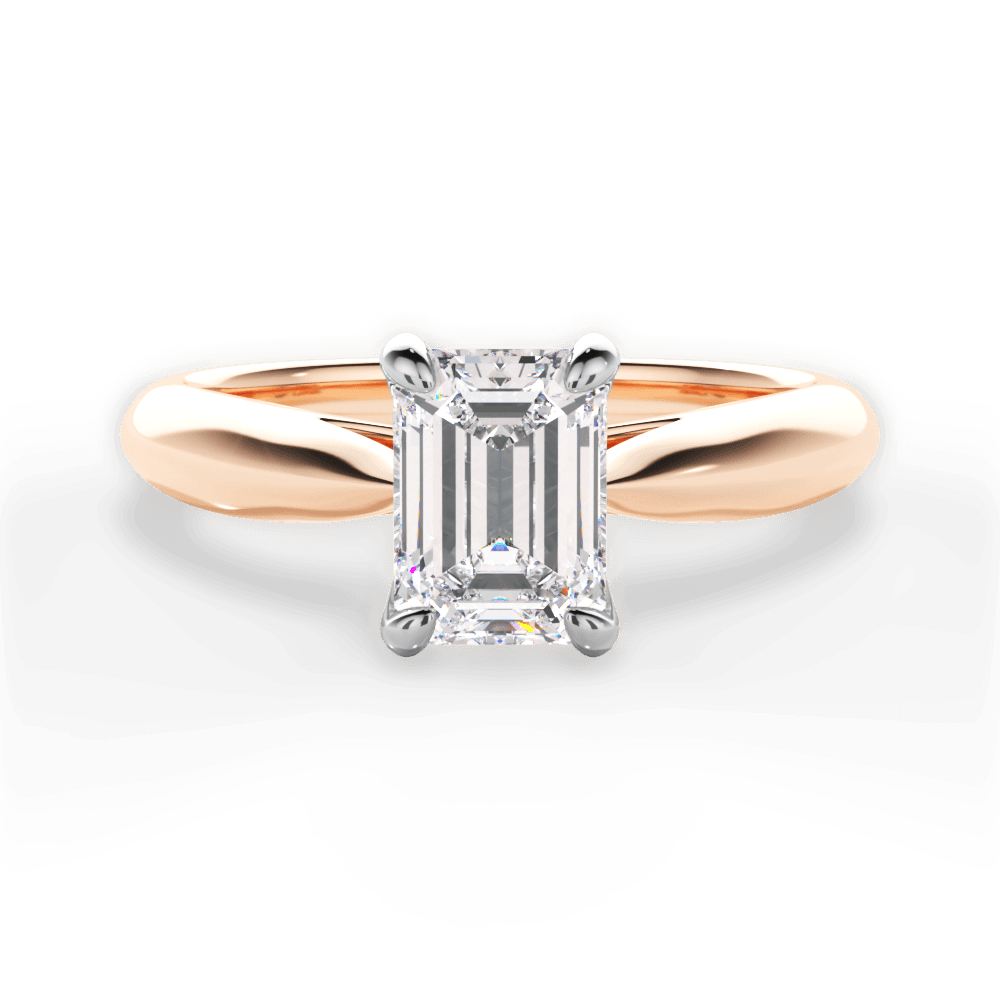Beverly Emerald Cut Lab Grown Diamond 18Kt Rose Gold Engagement Ring