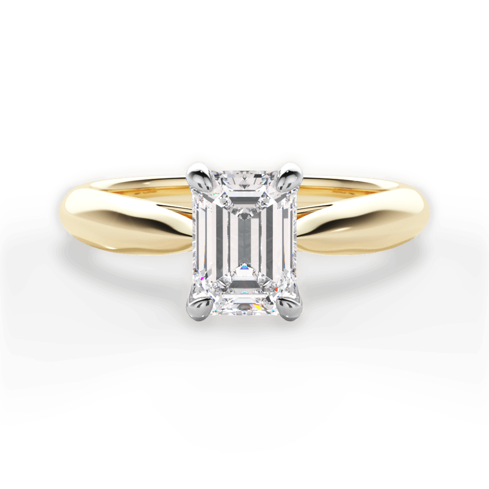 Beverly Emerald Cut Lab Grown Diamond 18Kt Yellow Gold Engagement Ring