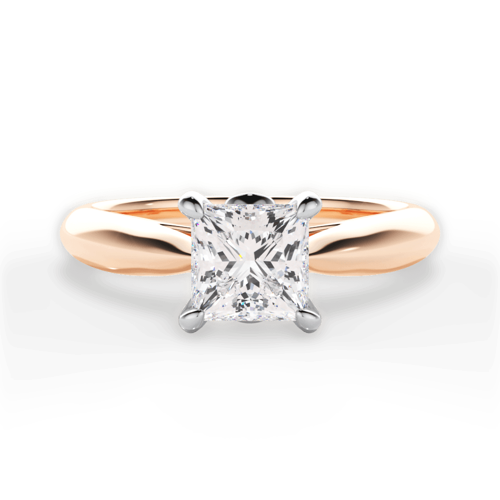Beverly Princess Cut Lab Grown Diamond 18Kt Rose Gold Engagement Ring