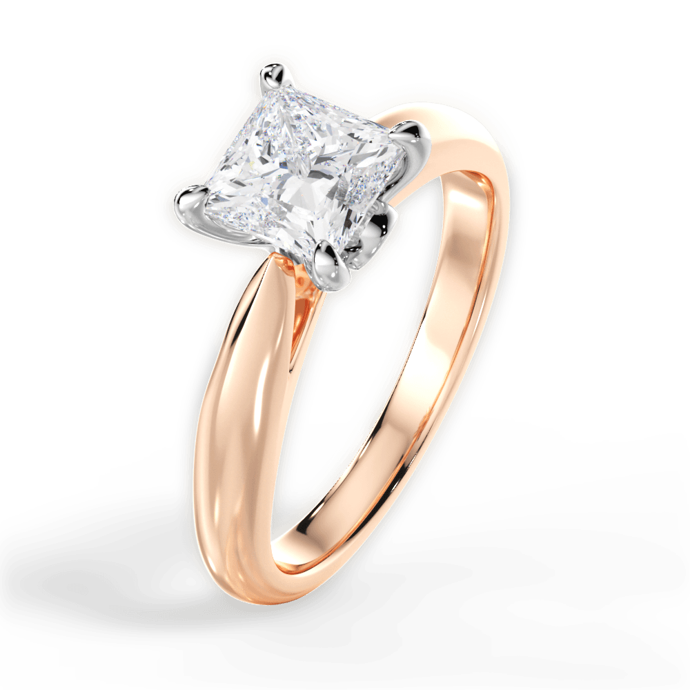 Beverly Princess Cut Lab Grown Diamond 18Kt Rose Gold Engagement Ring - View 2