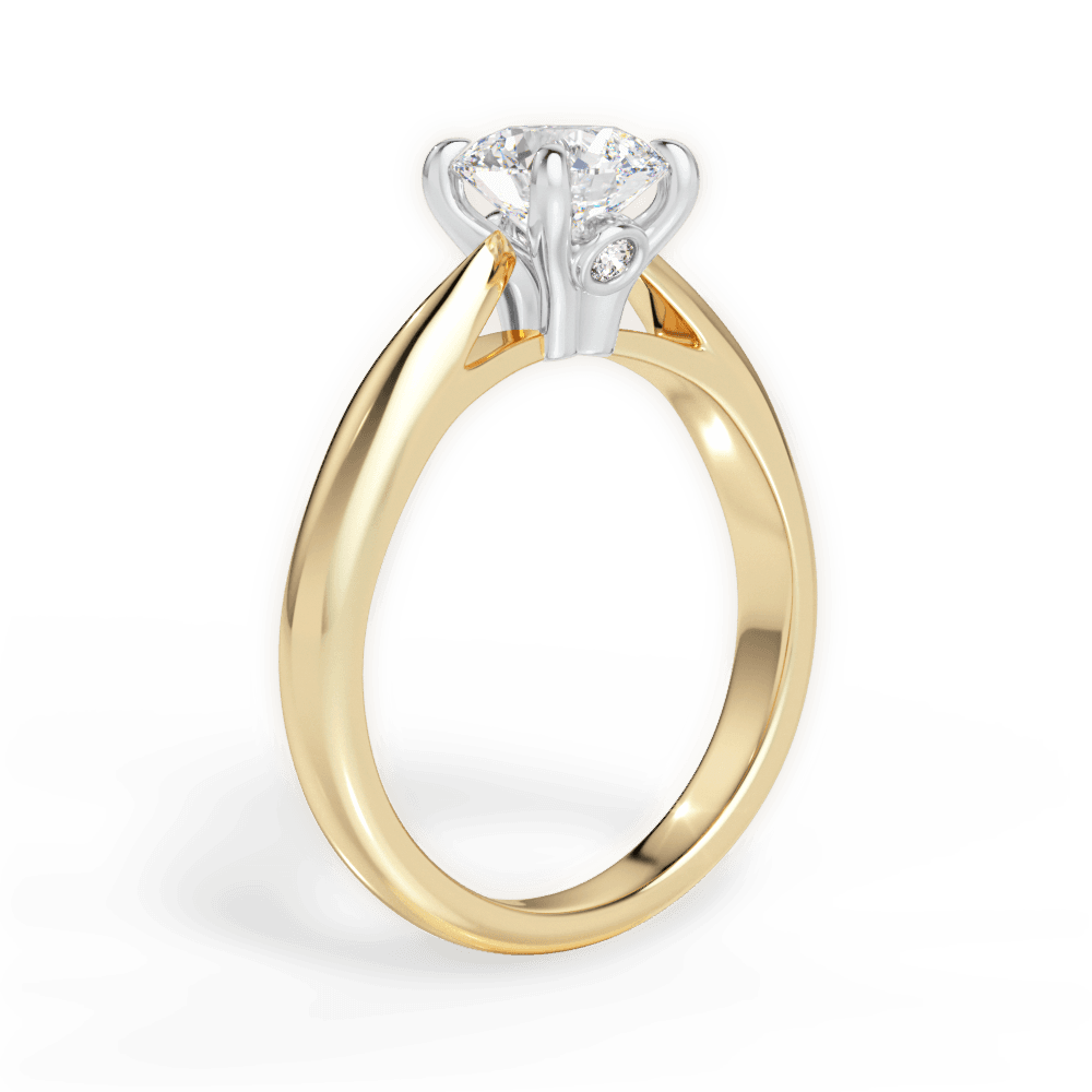 Beverly Round Cut Lab Grown Diamond 18Kt Yellow Gold Engagement Ring - View 2