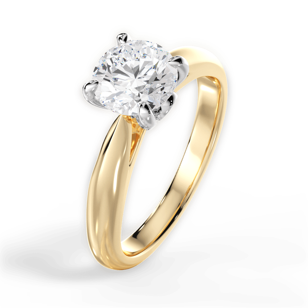 Beverly Round Cut Lab Grown Diamond 18Kt Yellow Gold Engagement Ring - View 3