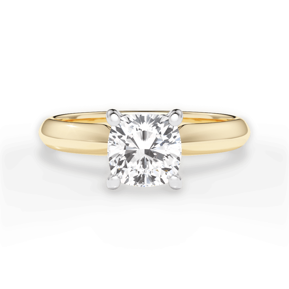 Aria Cushion Cut Lab Grown Diamond 18Kt Yellow Gold Engagement Ring