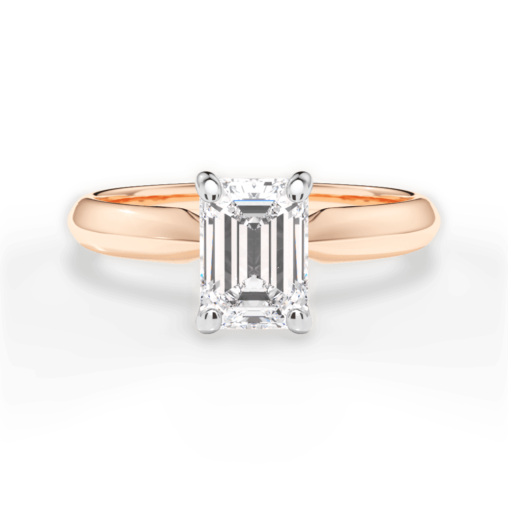 Aria Emerald Cut Lab Grown Diamond 18Kt Rose Gold Engagement Ring