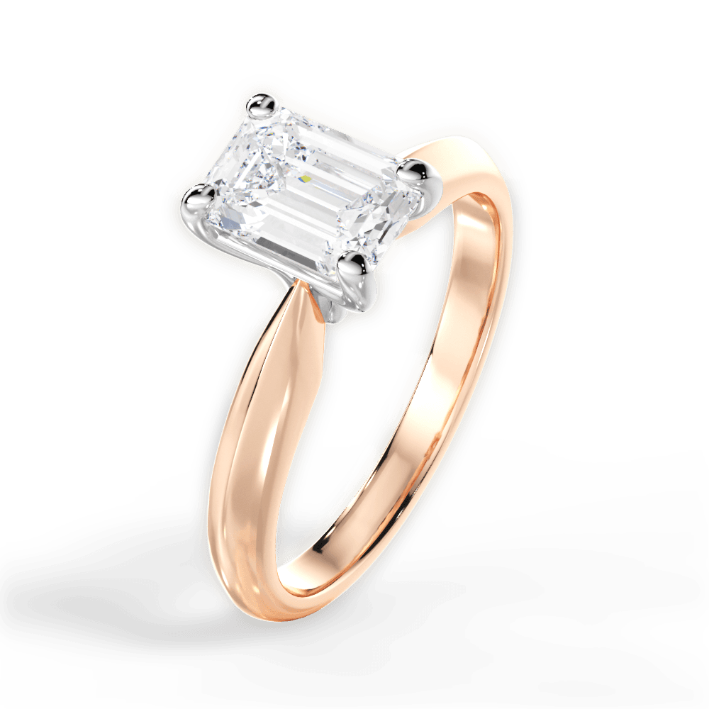 Aria Emerald Cut Lab Grown Diamond 18Kt Rose Gold Engagement Ring - View 4