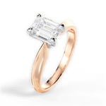 Aria Emerald Cut Lab Grown Diamond 18Kt Rose Gold Engagement Ring - View 4