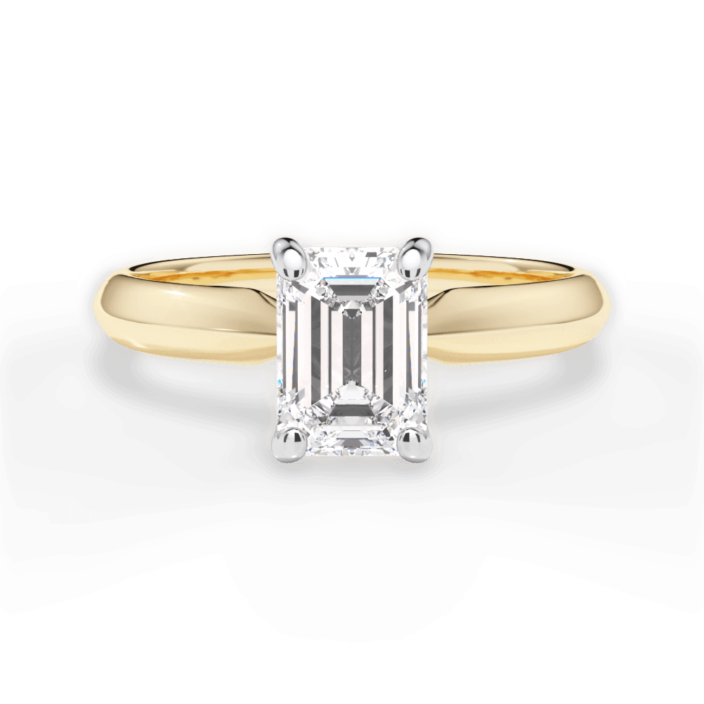 Aria Emerald Cut Lab Grown Diamond 18Kt Yellow Gold Engagement Ring