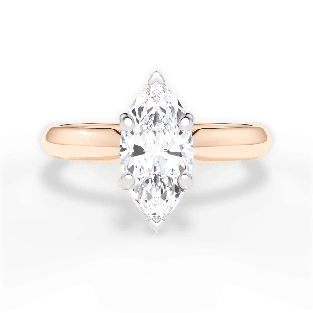 Aria Marquise Cut Lab Grown Diamond 18Kt Rose Gold Engagement Ring