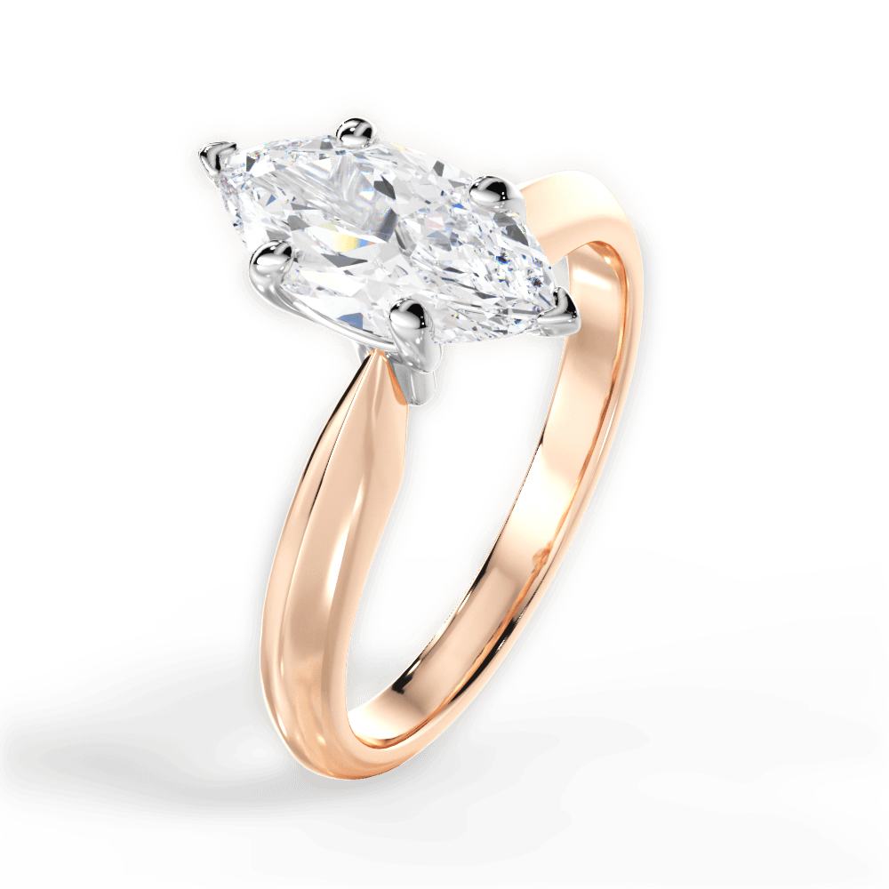 Aria Marquise Cut Lab Grown Diamond 18Kt Rose Gold Engagement Ring - View 4