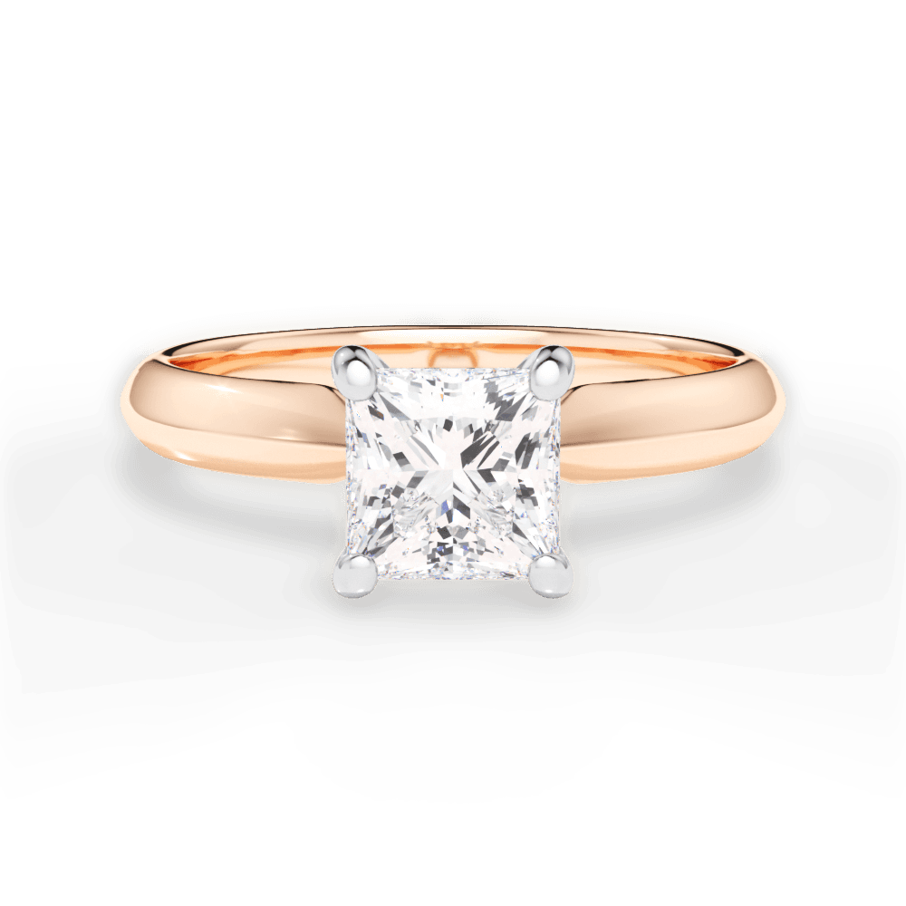 Aria Princess Cut Lab Grown Diamond 18Kt Rose Gold Engagement Ring