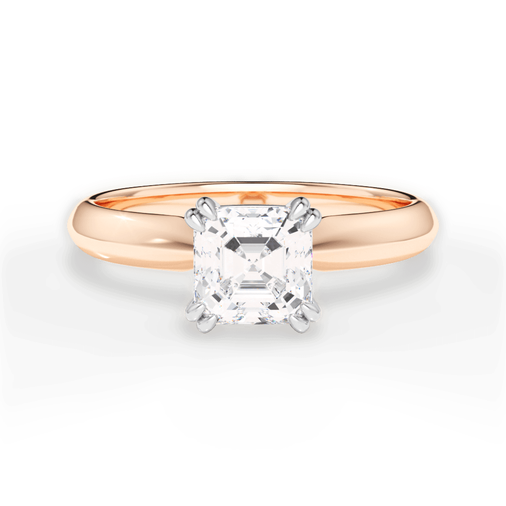 Anastasia Asscher Cut Lab Grown Diamond 18Kt Rose Gold Engagement Ring