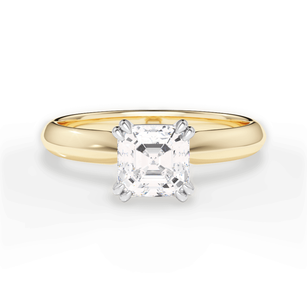 Anastasia Asscher Cut Lab Grown Diamond 18Kt Yellow Gold Engagement Ring