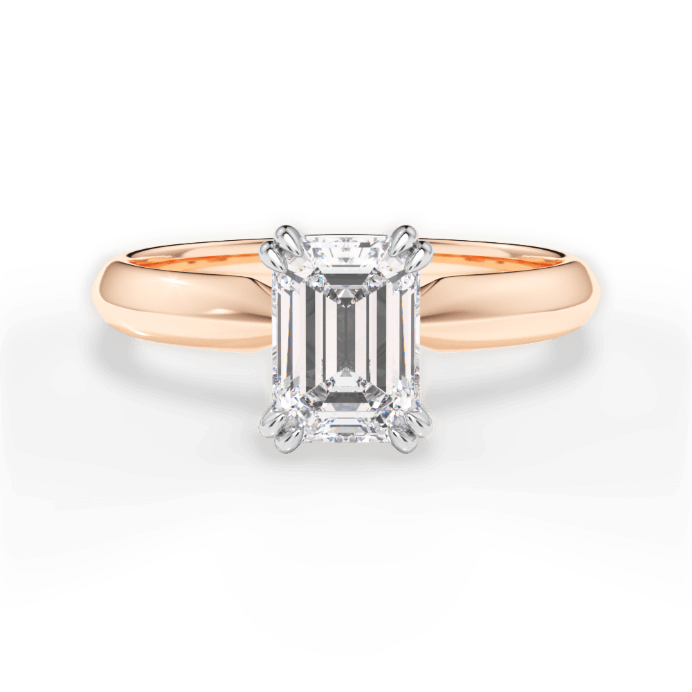 Anastasia Emerald Cut Lab Grown Diamond 18Kt Rose Gold Engagement Ring