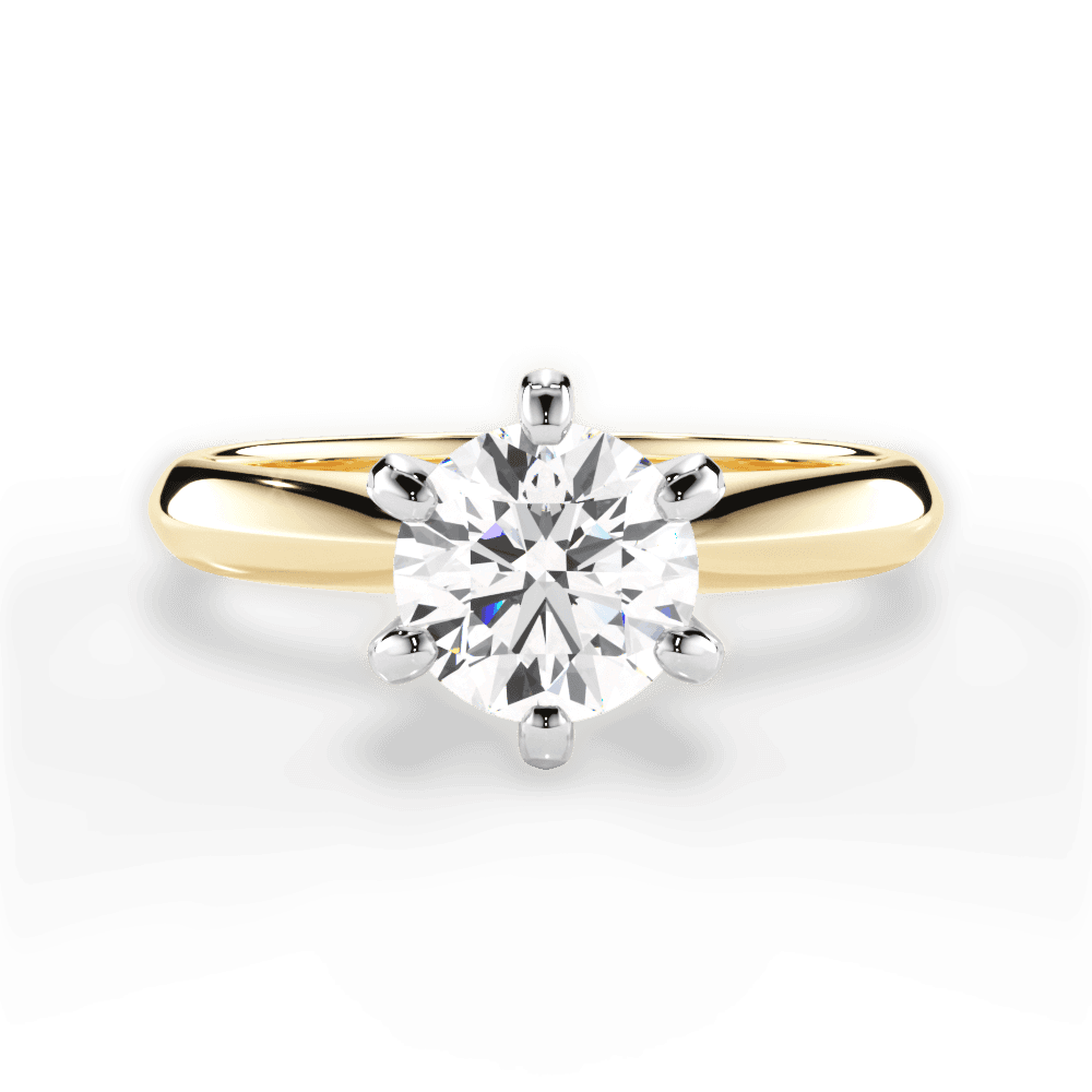 Ava Round Cut Lab Grown Diamond 18Kt Yellow Gold Engagement Ring