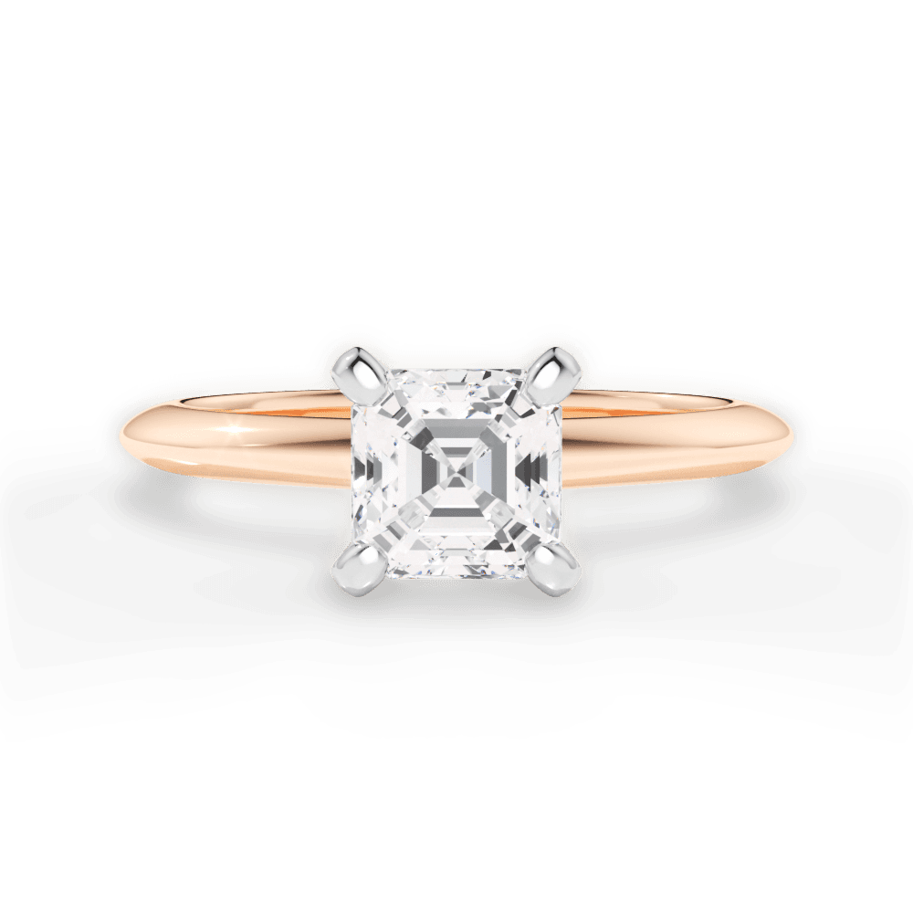 Alicia Asscher Cut Lab Grown Diamond 18Kt Rose Gold Engagement Ring