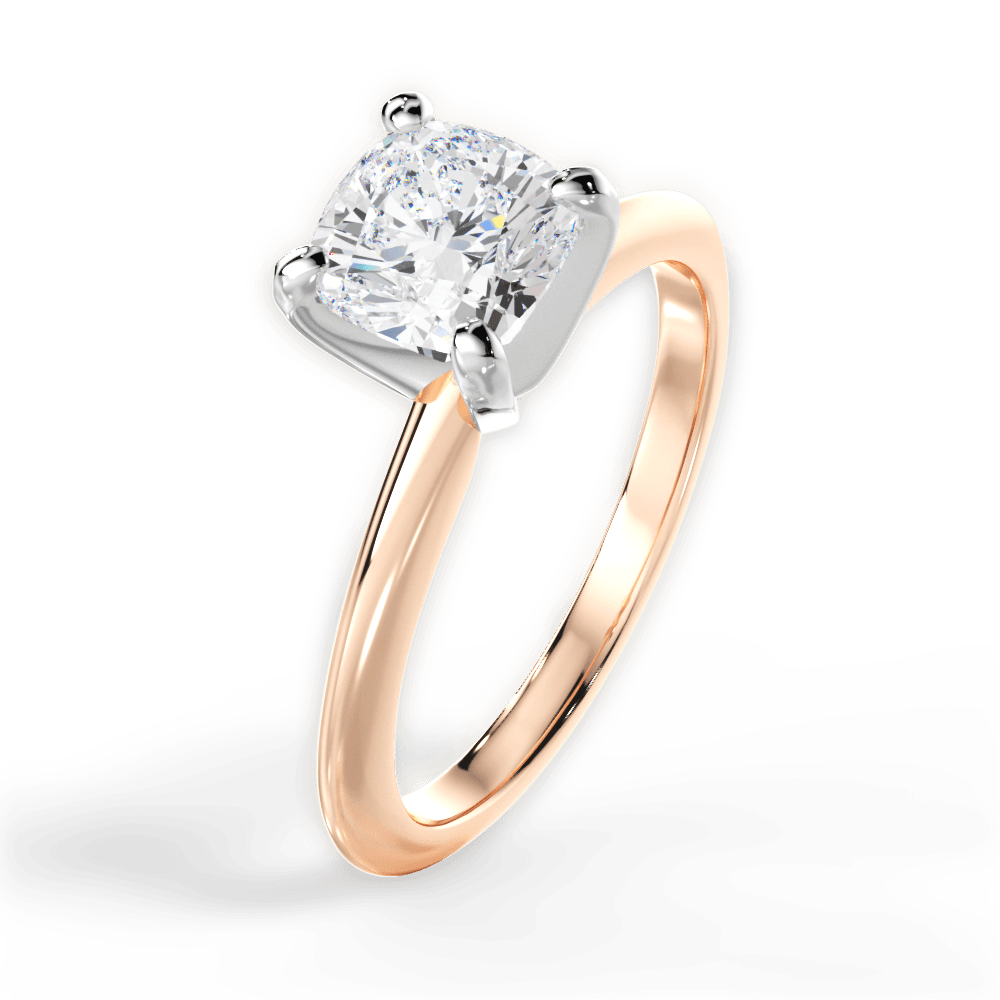Alicia Cushion Cut Lab Grown Diamond 18Kt Rose Gold Engagement Ring - View 2