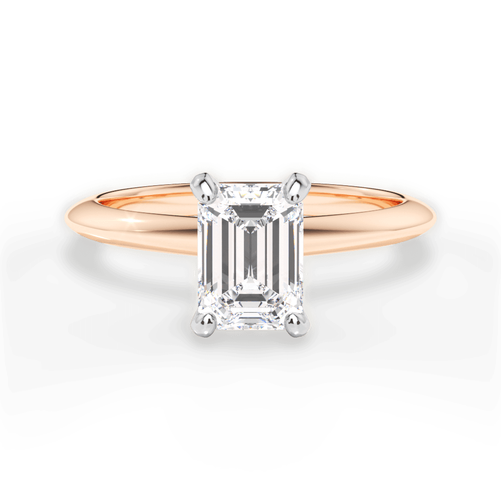 Alicia Emerald Cut Lab Grown Diamond 18Kt Rose Gold Engagement Ring