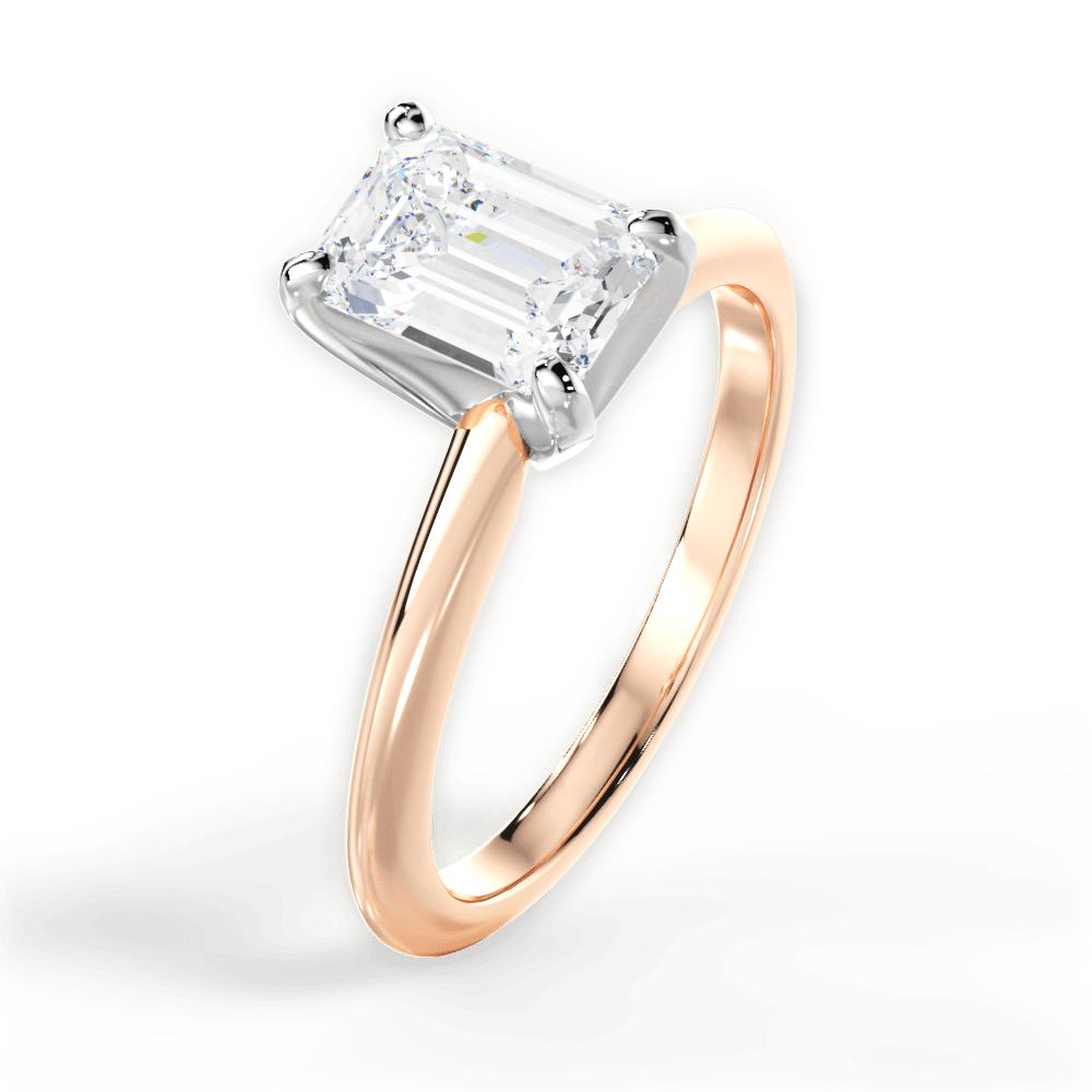 Alicia Emerald Cut Lab Grown Diamond 18Kt Rose Gold Engagement Ring - View 2