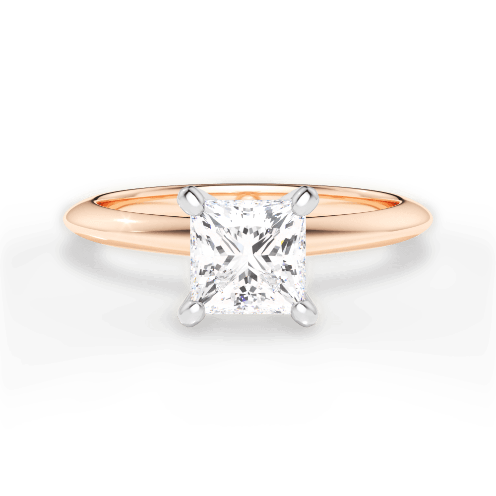 Alicia Princess Cut Lab Grown Diamond 18Kt Rose Gold Engagement Ring