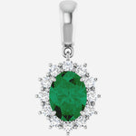 14K White Lab-Grown Emerald & 1/3 CTW Natural Diamond Pendant
