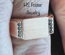 Load image into Gallery viewer, 14kt Rose gold signet ring. 8 natural black diamonds