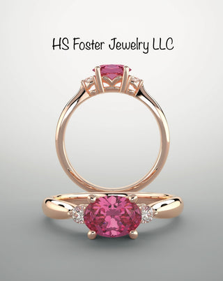 14kt rose gold lab grown ruby and diamond ring