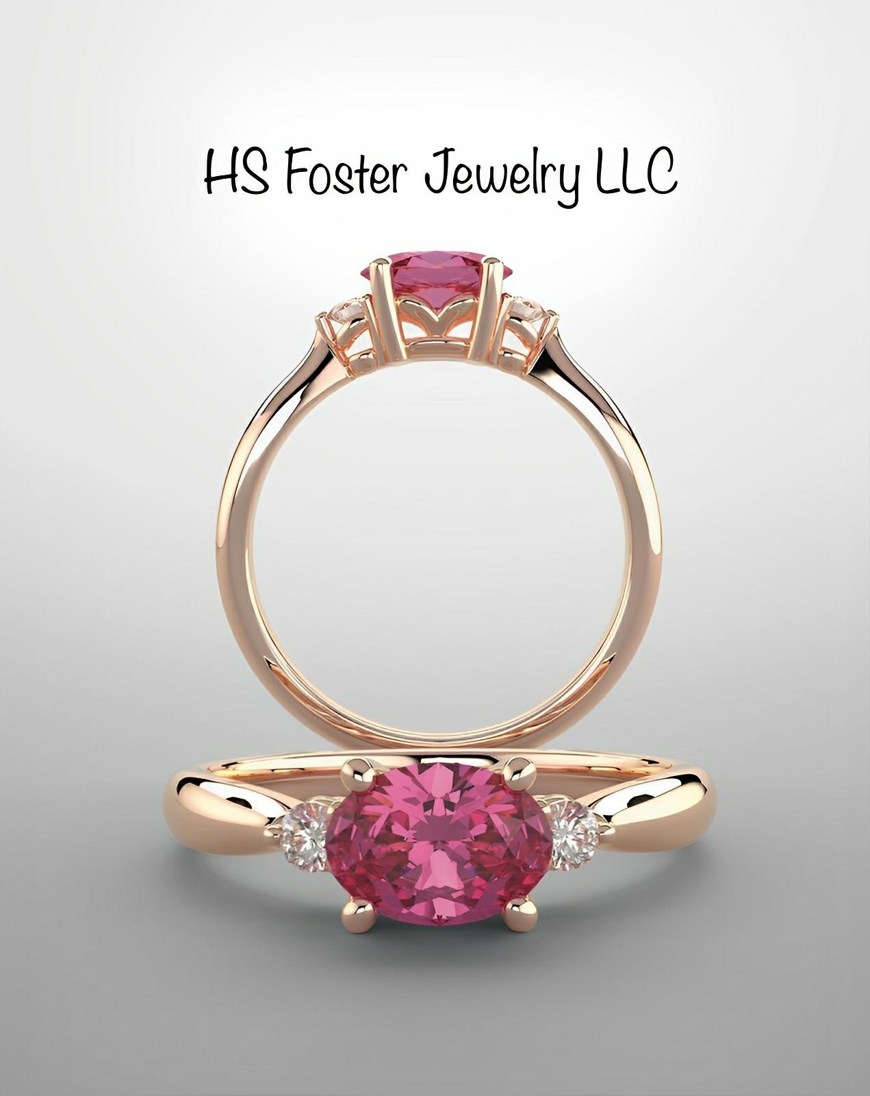 14kt rose gold lab grown ruby and diamond ring