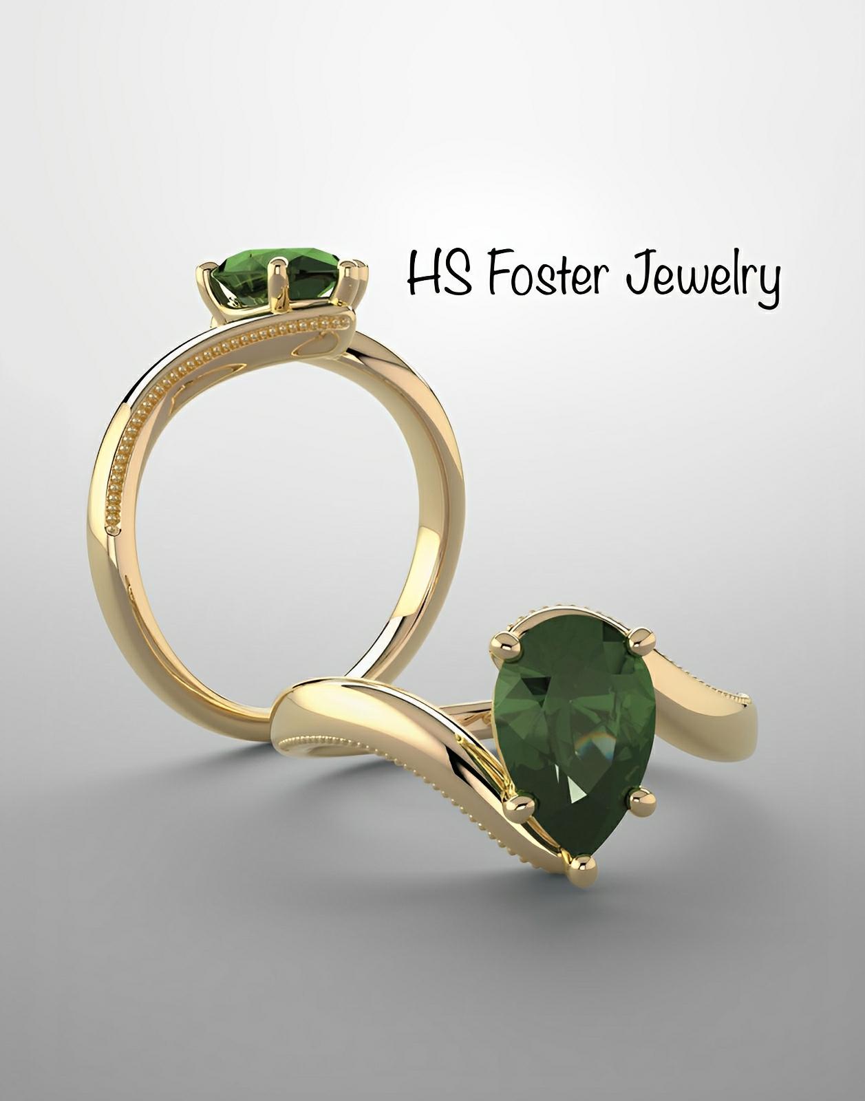 14kt yellow gold lab grown emerald ring