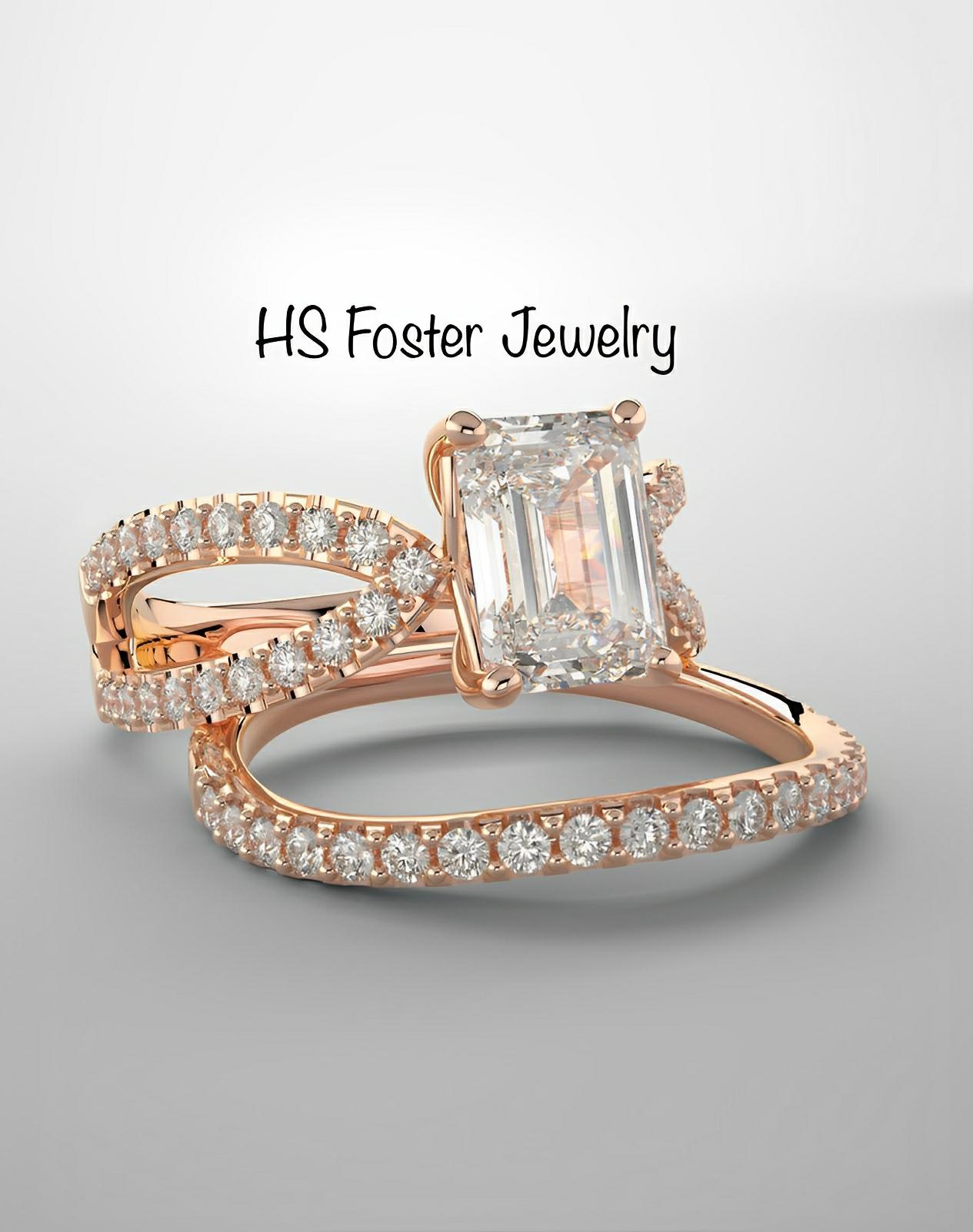 14kt Rose gold natural diamond bridal set