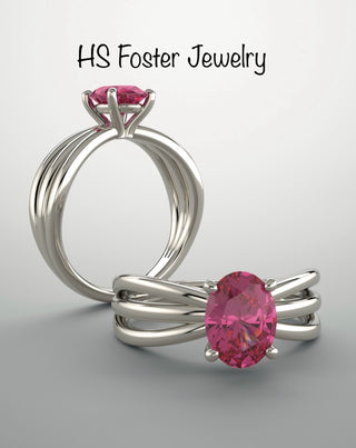 14kt White gold lab grown ruby ring.