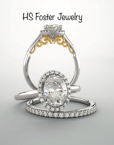 14kt White gold with yellow gold accent engagement ring