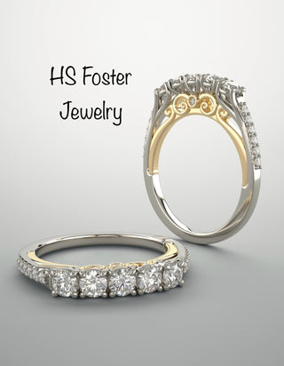 14kt White gold with yellow gold accent lab grown diamond band