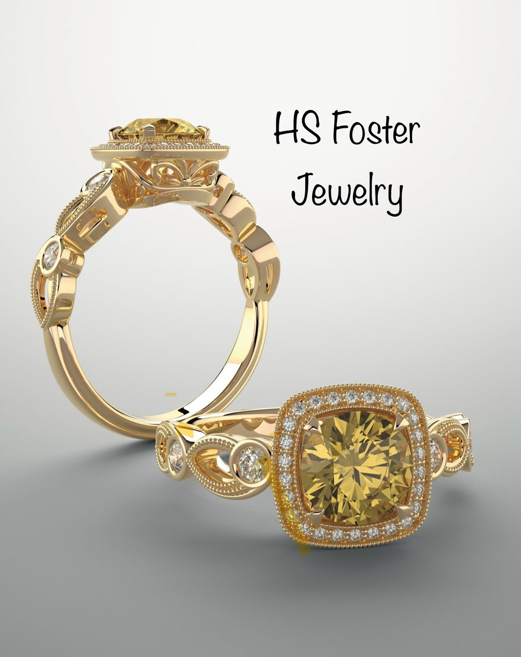 14kt Yellow gold natural citrine and diamond ring