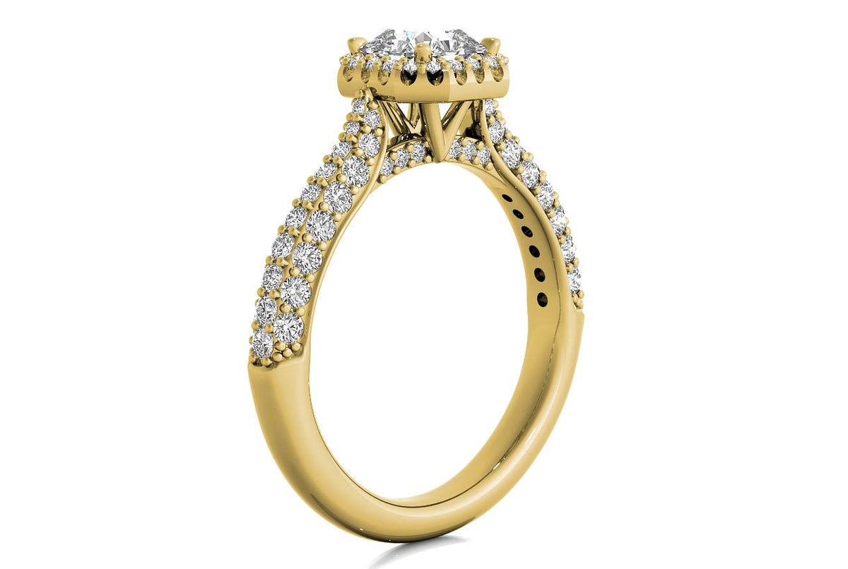 Lucy Asscher Cut Lab Grown Diamond 18Kt Yellow Gold Engagement Ring - View 2