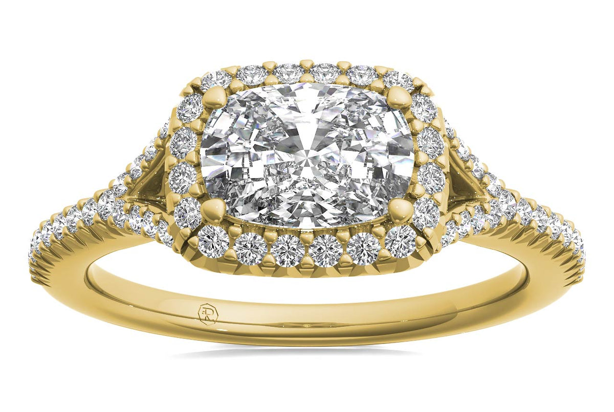 Kate Cushion Cut Lab Grown Diamond 18Kt Yellow Gold Engagement Ring - View 3