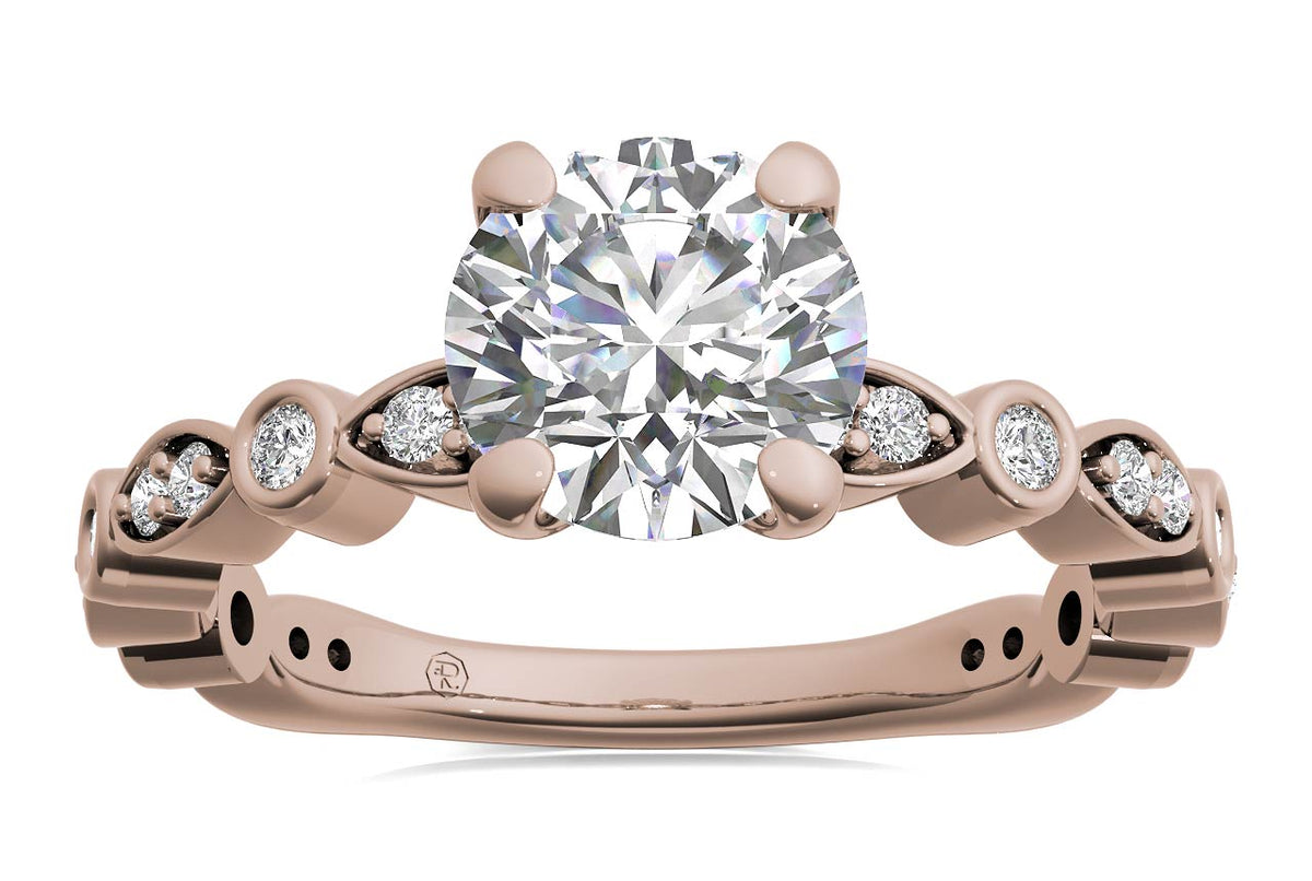 Eva Round Cut Lab Grown Diamond 18Kt Rose Gold Engagement Ring - View 3