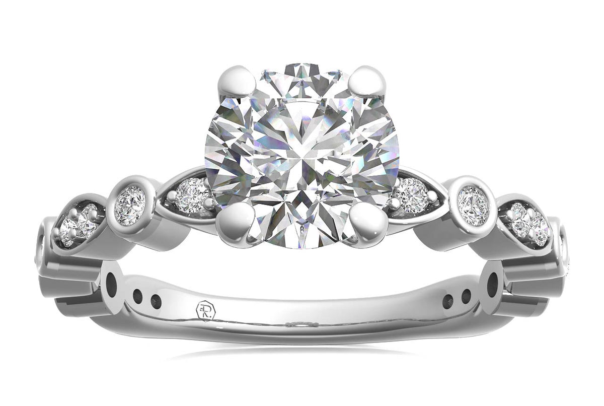 Eva Round Cut Lab Grown Diamond 18Kt White Gold Engagement Ring - View 3